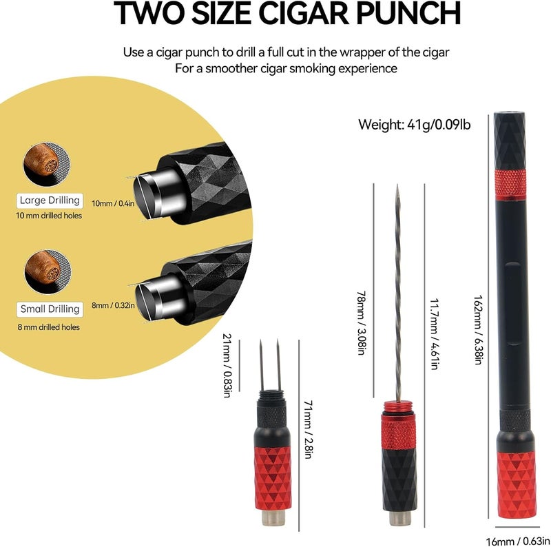 CaLeQi Cigar Punch Cigar Draw Enhancer and Cigar Nubber 4 in 1 The Cigar Punch for All Cigars is a Practical and Essential Cigar Accessories for Cigar Lovers Great Gift for a Man （Black Red） - Image 3